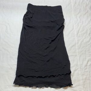 NWT Free People Intimately Black Mesh Tiered Ruffle Asymmetrical Hem Skirt Small
